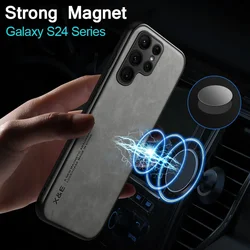 Luxury Magnetic Leather Case for Samsung Galaxy S26 Ultra S25 S24 S23 S22 S21 S20 Note 8 10 20 Plus Car Magnet Full Cover Coque