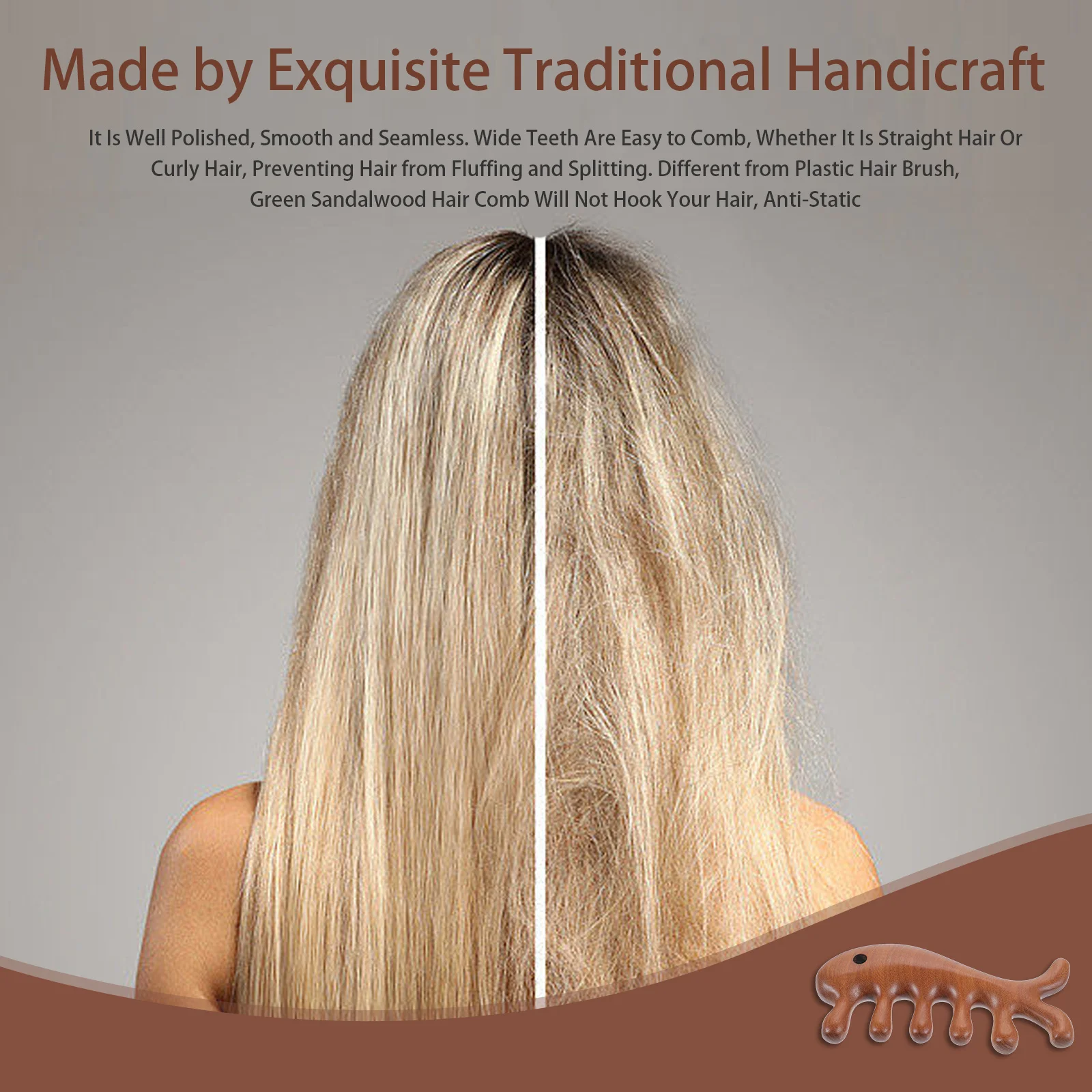 

Multifunctional Massage Comb Portable Wooden Wide Tooth Detangler Natural Scalp Care Tool For Women Hair Picks Curly Hair