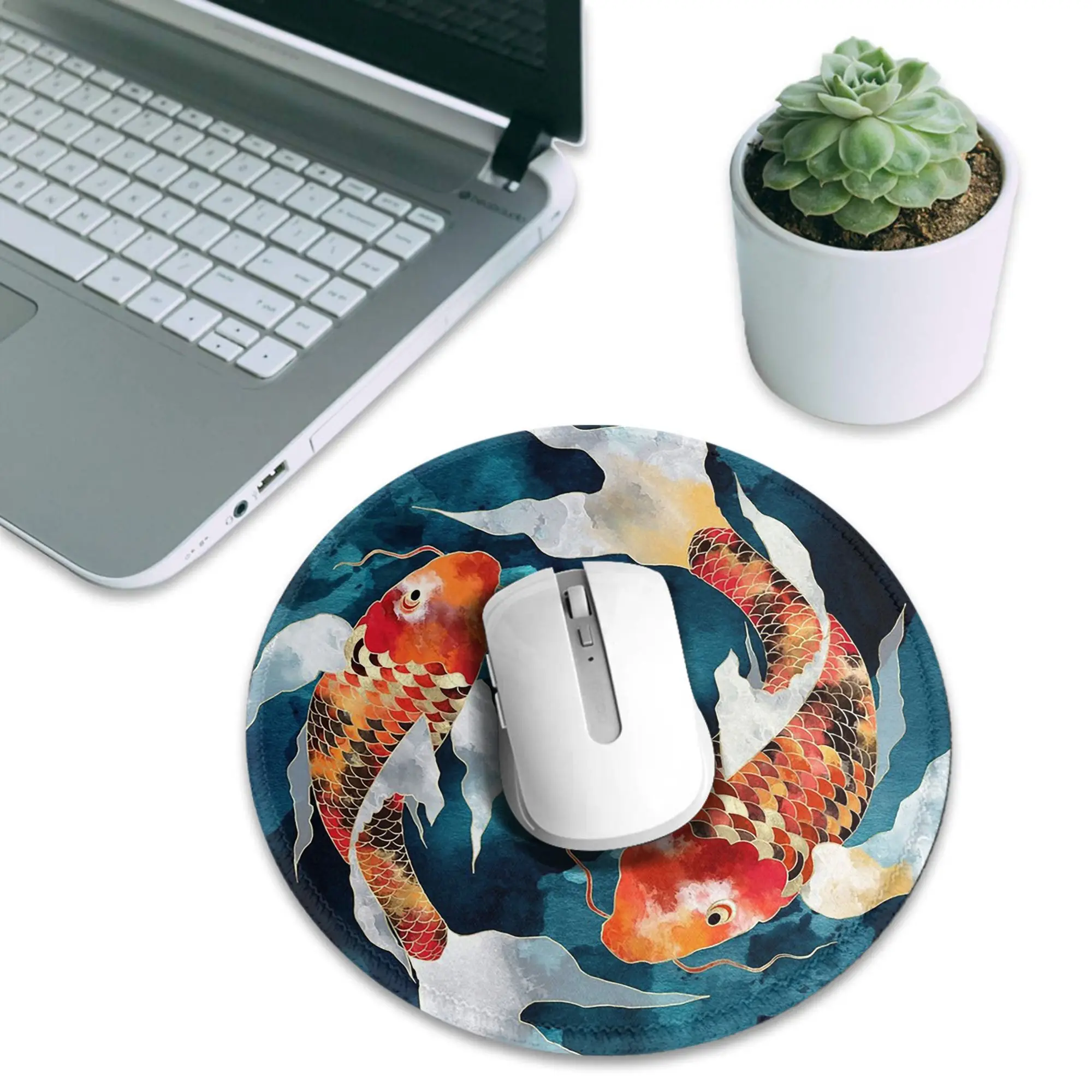 Vibrant Japanese Koi Fish Ripple Mouse Pad Computer Keyboard Mouse Mat Gamer PC Laptop Desk Mat Office Accessories Table Mats