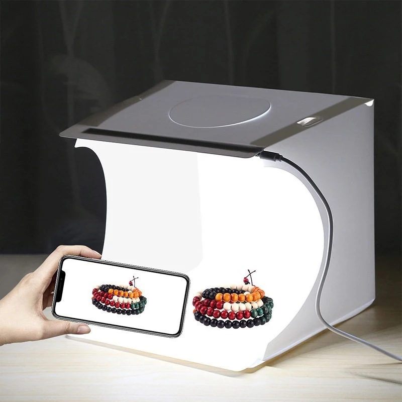 23cm Folding LED Photo Studio,Portable Mini Light Box With 6 Flocked Backdrops
