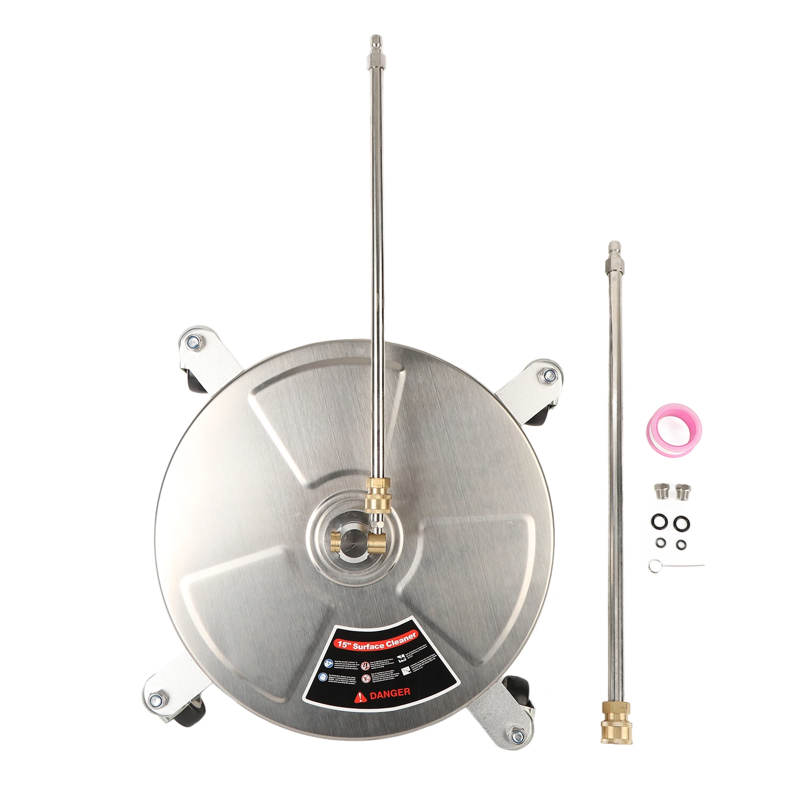 15 Inch Pressure Washer Surface Cleaner Professional 4000PSI Surface Cleaner with 4 Wheels 1/4inch Quick Connector