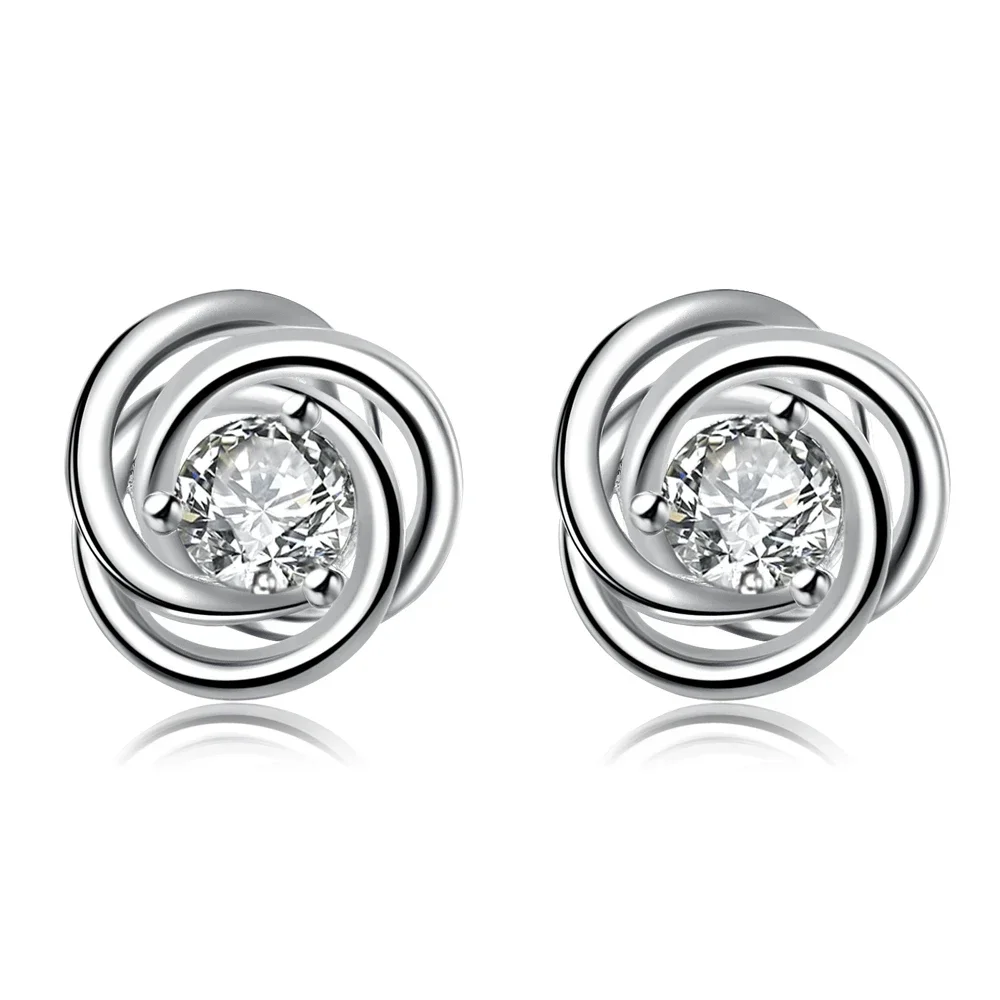 New Promotion Fashion 925 Sterling Silver Jewelry Female Charm Creative Personality Pattern Zircon Crystal Stud Earrings