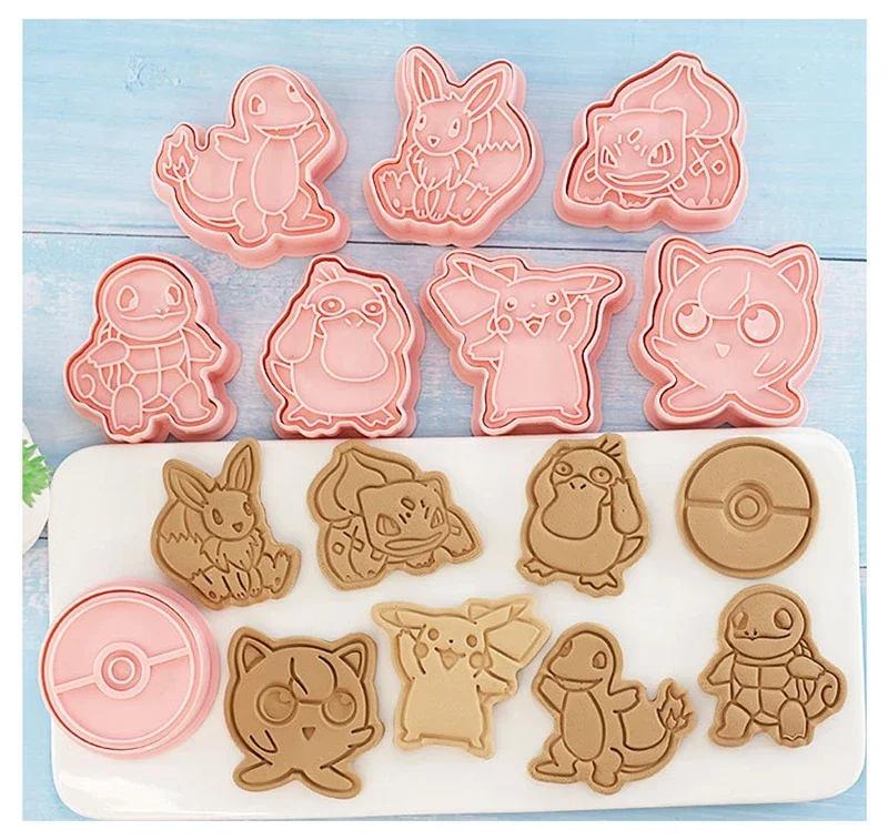 Molde para Galletas con Diseño de Pikachu, Figura de Anime, para Pokemon, Molde para Impresión por Presión, Molde para Pastel DIY, Regalos de Cumpleaños