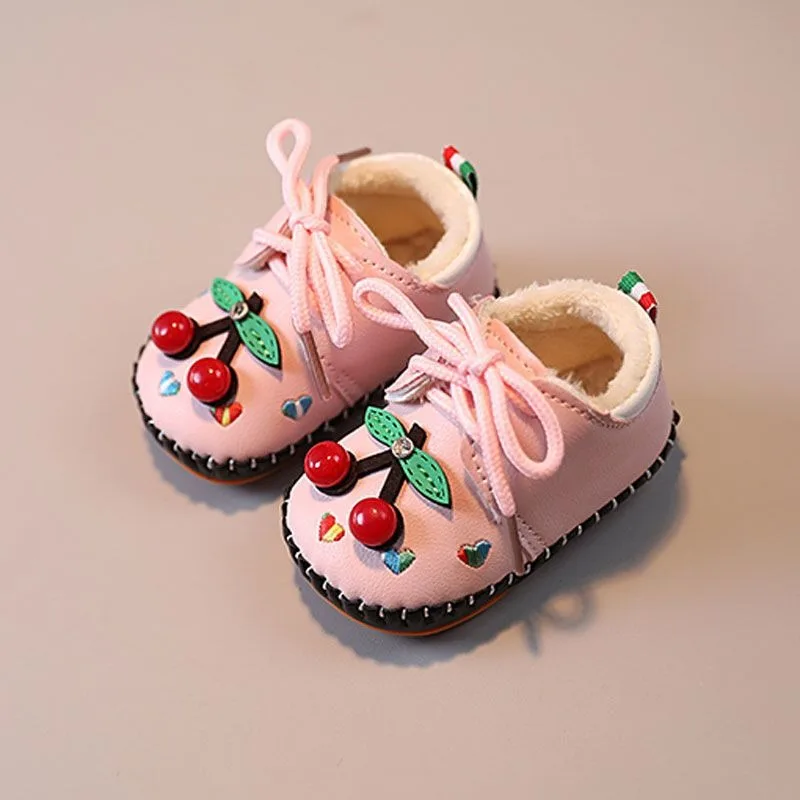 

Premium Baby Girls Winter Walking Shoes Fleece Lined Thickened Soft Sole Newborn Warmth Shoes 0-12 Months​