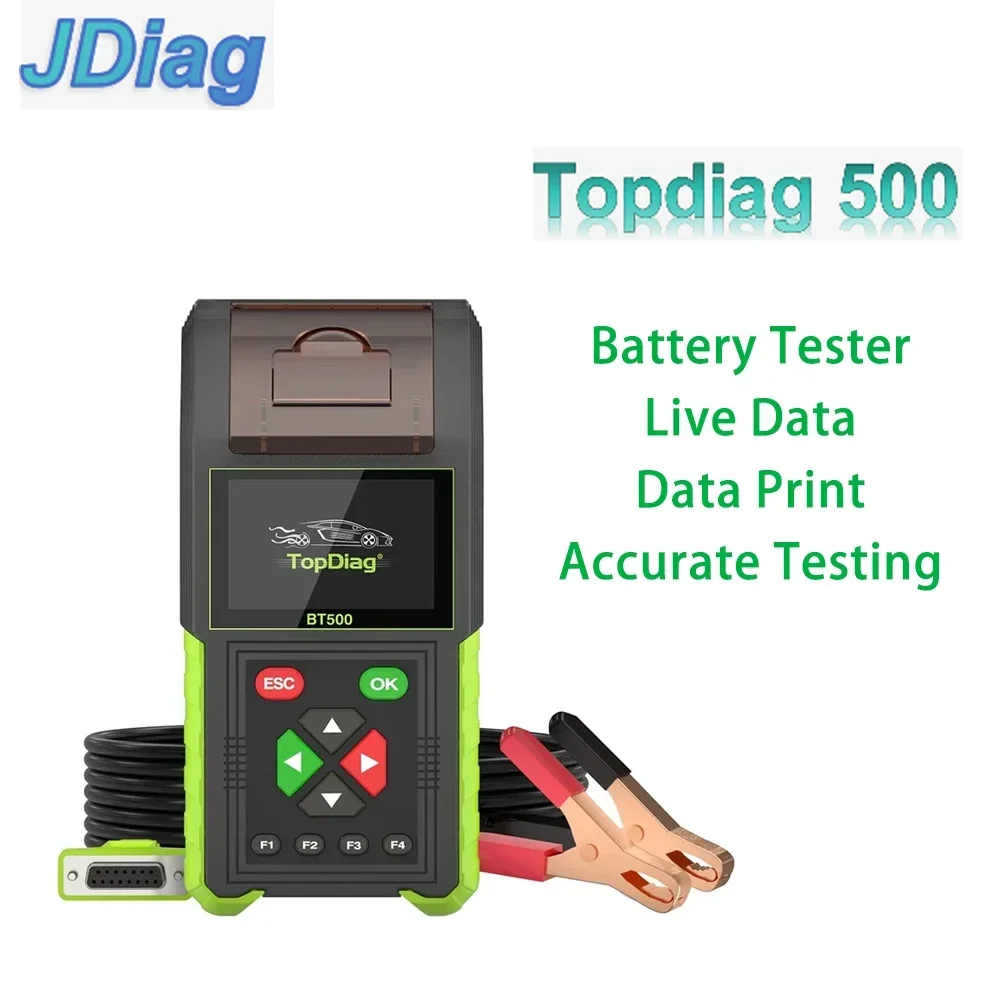 JDiag Topdiag BT500 Auto Battery Analyzer for Car Battery Tester 12V 24V Support Live Data Print Real-time Accurate Detection