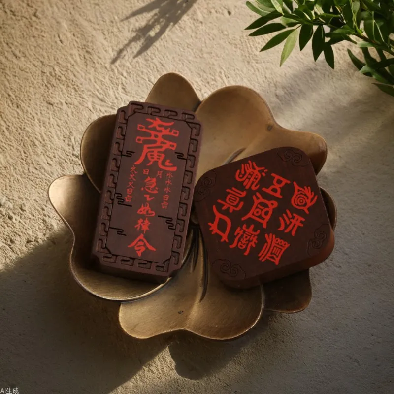 

Lightning Strike Jujube Wood Inlaid with Raw Ore Cinnabar 5 Prison Real-shaped Brand Pendant Safe Jewelry Handmade Wooden Tag