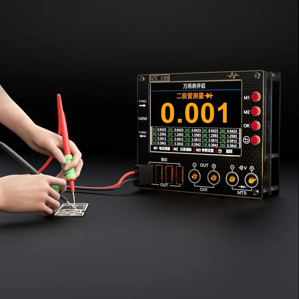 C09 I2C مقياس التيار الكهربائي الموجي، 0-40 فولت مدخلات الجهد المزدوج القناة واختبار التيار للاختبار، ملحق أداة القياس في المخزون