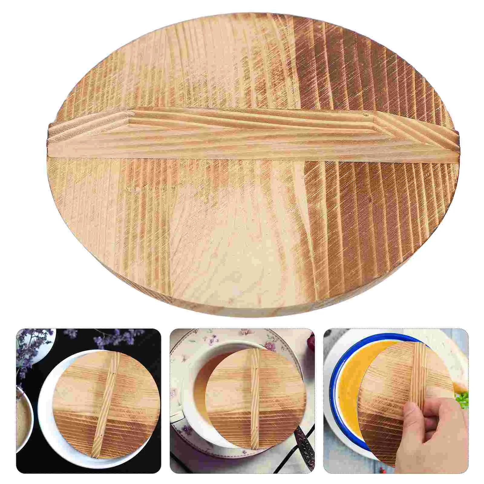 Mini Wooden Pot Lid Cooking Pan Electric Wok Tamagoyaki Cover Stock Skillet with Handle Anti-overflow Kitchen Utensils Child