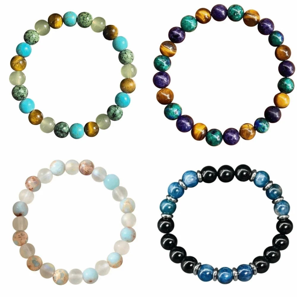 Pulsera de Cuarzo Halo de 8mm, Pulsera Elástica de Piedra Natural con Cuentas de Sedimento Oceánico, Accesorios de Joyería, Pulsera de Cuentas de Cuarzo Aura