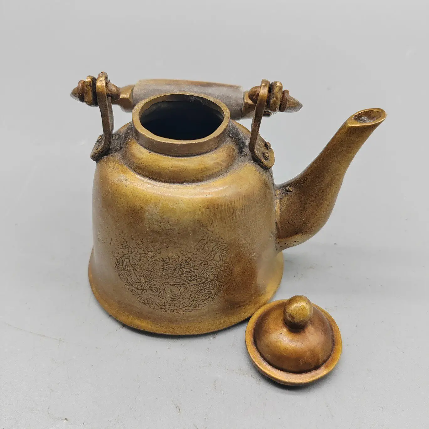 Vintage Copper Dragon Pattern Pot Exquisite Craft Antique Style Home Decor