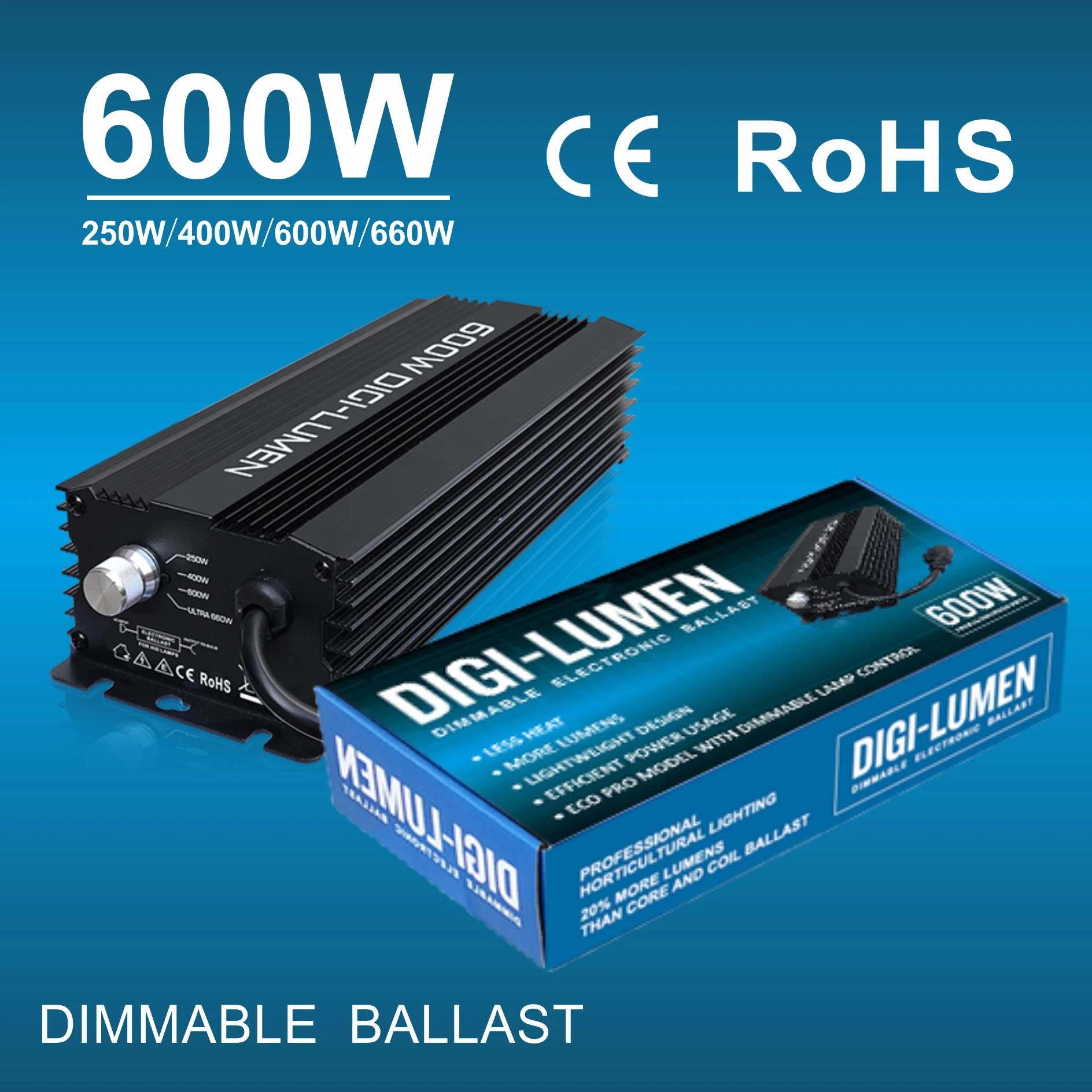 Imagem -02 - Reator Digital Regulável para Hps Grow Light Led Hidropônico 250w 400w 600w