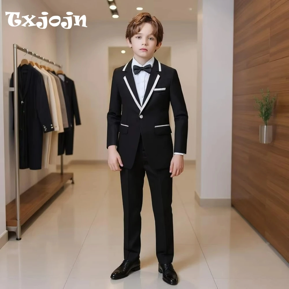 

Handsome Boys Suits 2 Pieces Wedding Guest Tuxedo,Elegant Notched Lapel Kids Suit Set Photography Outfit Plus Size 2-10T