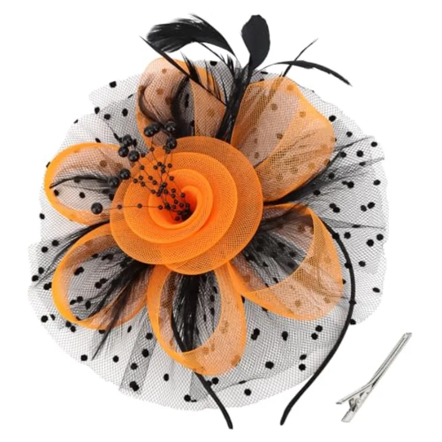 Fascinators Hats for Women Tea Party Flower Pearl Feather Wedding Fascinator Hat Derby Hats for Women Girls