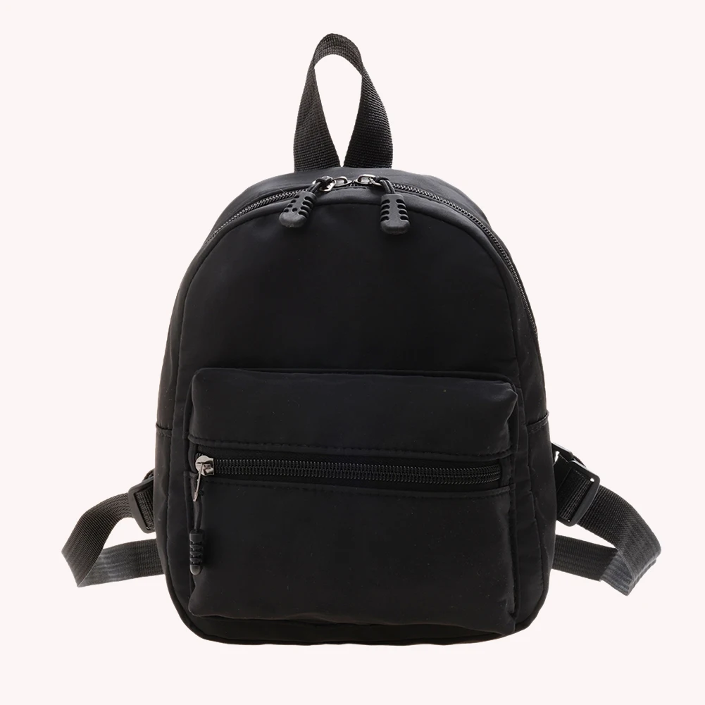 حقيبة ظهر عصرية بلون سادة للنساء من النايلون حقيبة ظهر صغيرة على طراز Preppy