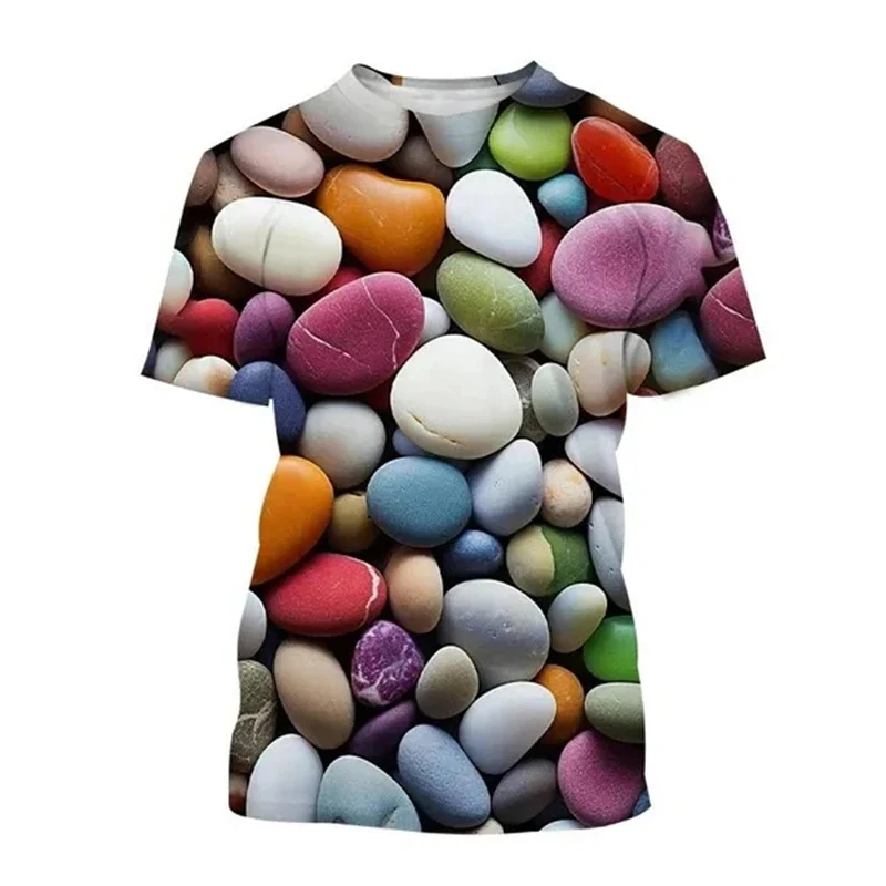 Summer Fashion Colored Crystal Stone graphic t shirts New Trend Casual Personality round neck Printed Short Sleeve streetwear