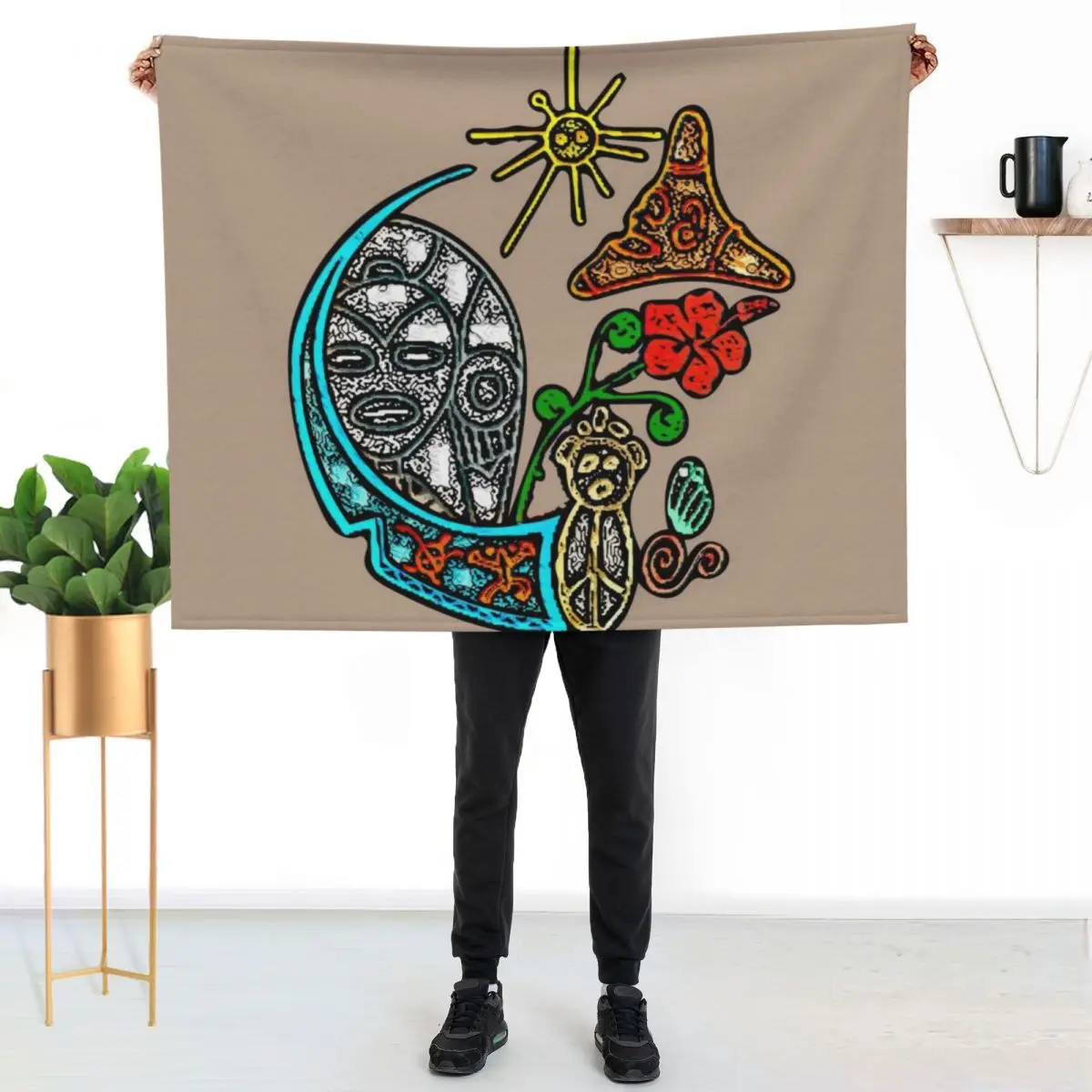 Atabey Goddess Taino Symbols Puerto Rico Throw Blanket Hair Soft Plush Plaid warm winter Luxury Comforter Blankets