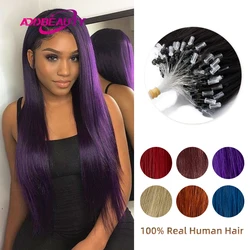 Straight Hair Extensions Micro Bead Real Human Hair Extension 50pcs Micro Loop Remy Hair Extension Invisible Natural Fusion Hair