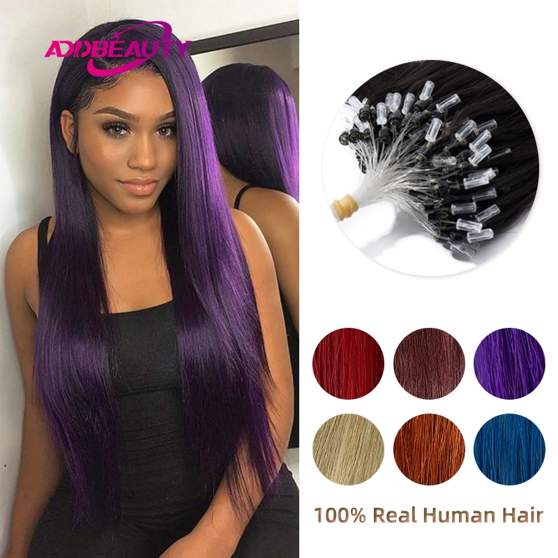 Straight Hair Extensions Micro Bead Real Human Hair Extension 50pcs Micro Loop Remy Hair Extension Invisible Natural Fusion Hair