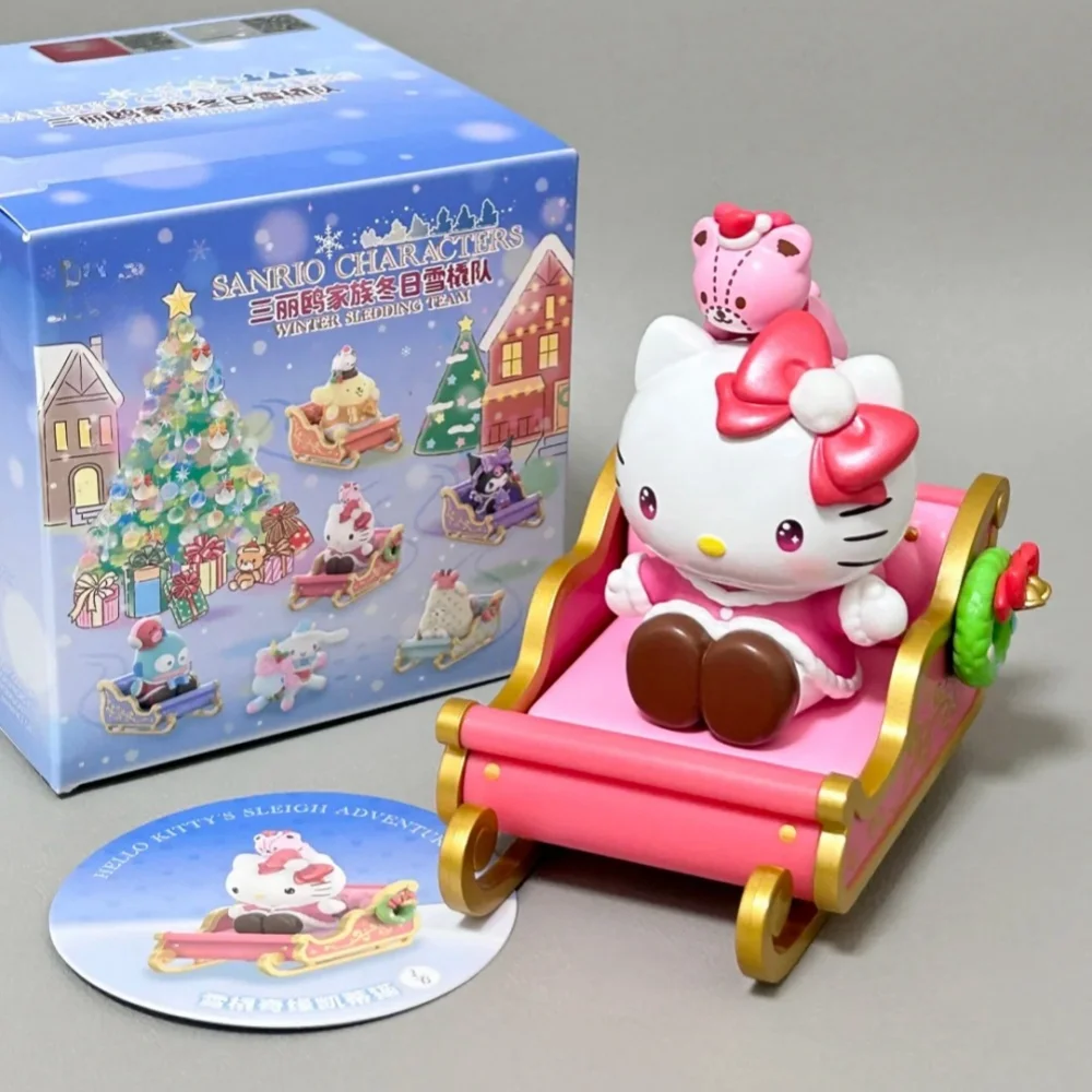 New Sanrio Family Winter Sled Series Blind Box Kurumi Hello Kitty Fashion Cute Decoration Ornament Christmas New Year Gift