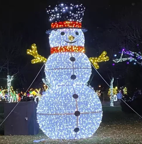 Customized Outdoor Large 3D LED Snowman Arch Motif Light with Tinsel for Christmas Street Park Holiday Decoration Display
