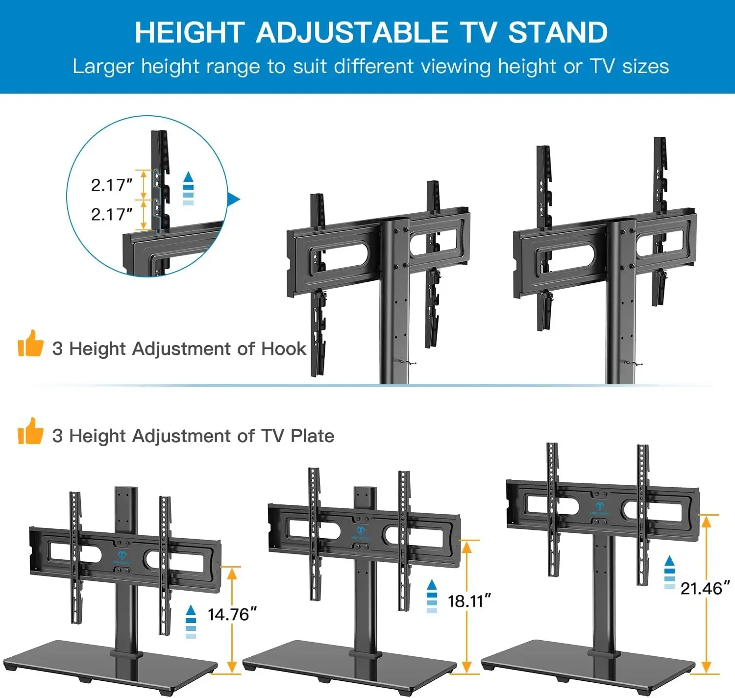 

Hot sale.Universal TV Stand Table Top TV Base for 32-82 inch LCD LED OLED 4K Flat Screen TVs-Height Adjustable TV Mount Stand