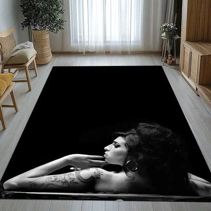 Amy Winehouse Music Singer Soft Non-Slip Large Area Rug for Living Room,Bedroom Playroom Carpet Mat for Sofa,Home Decor Gift