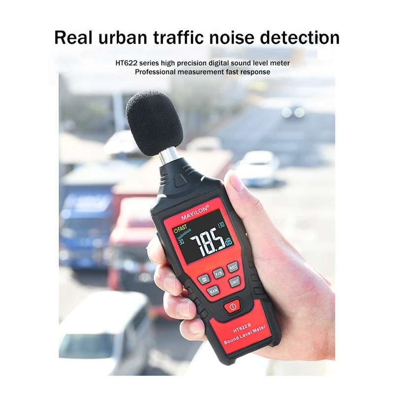 MAYILON HT622B Digital 30DB-130DB LCD Display Voice Tester Noise Sound Level Meter Sound Detector