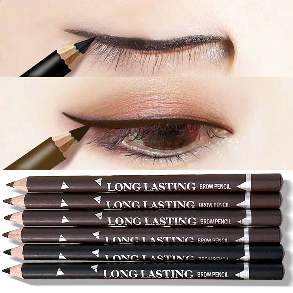 Dual-Use Eyeliner Wenkbrauw Potlood Waterdicht Professionele Vrouwen Oogmake-Up Niet-Vegen Natuurlijke Zwartbruine Wenkbrauwversterker Cosmetica