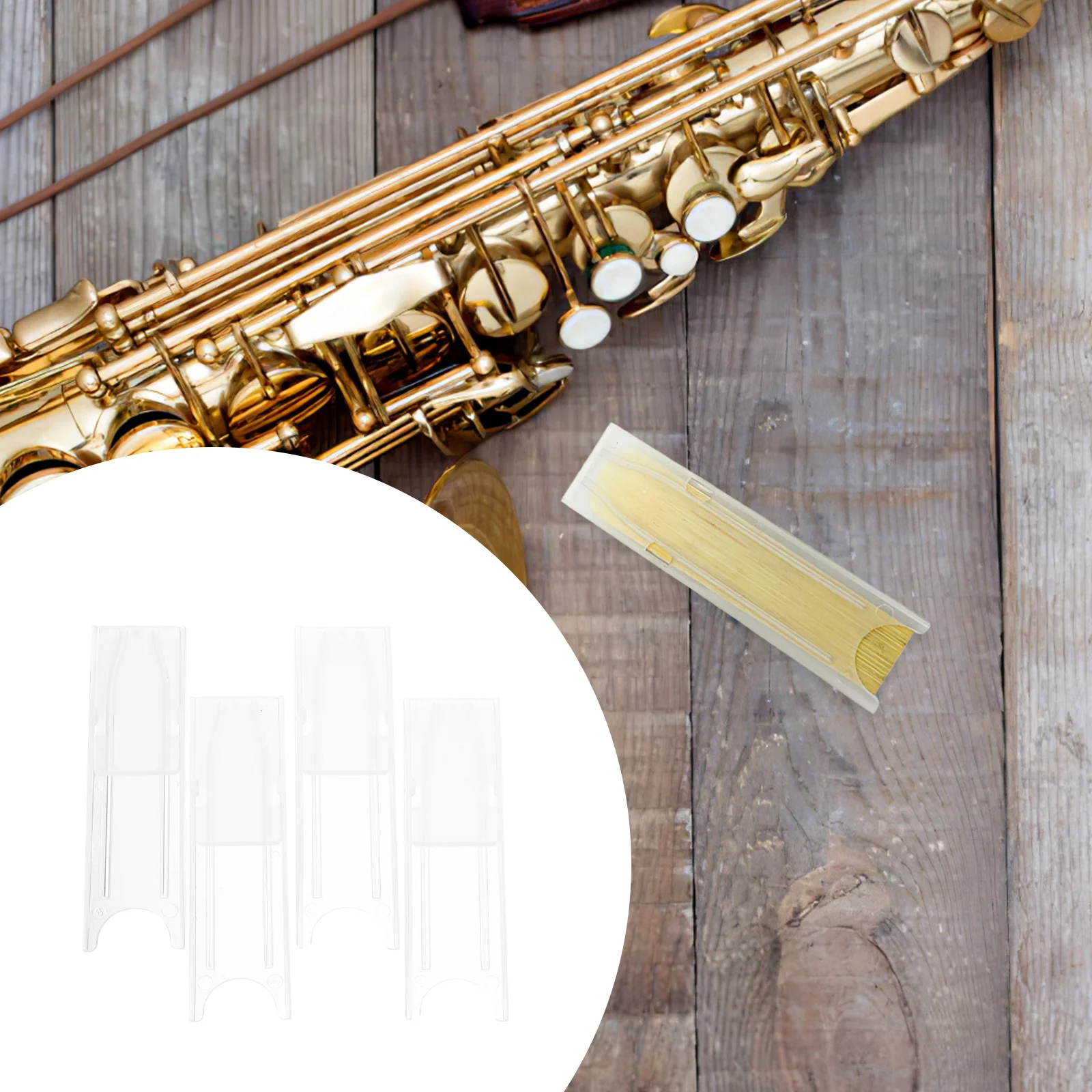 

4Pcs Saxophone Reed Box Clarinet Reed Holder ABS Storage Organizer with Airflow Ventilation Accessory Saxophone Reeds Box