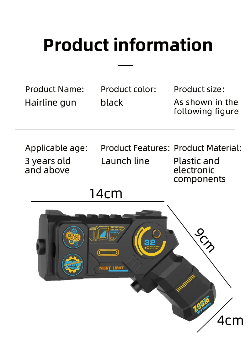 Pistolet do rzucania liny z podświetleniem, kreatywna zabawka na imprezy i aktywności na świeżym powietrzu, zabawa rodzic-dziecko, prezenty.
