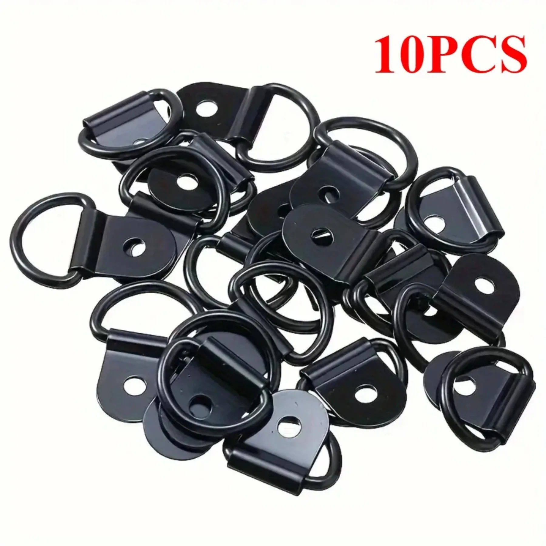 10 D-shaped ring fixed anchor rings, with a hook, suitable for heavy-duty equipment such as cars, trailers, and trucks.