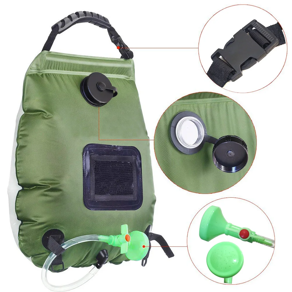 20L NEW Camping Survival Bath Bag Portable Outdoor Multi-purpose EDC Bath Water Bag with Thermometer Display