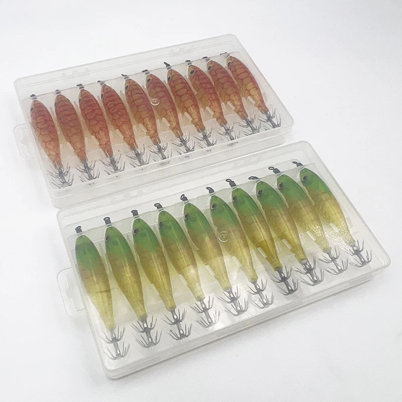ShareShark 10 Stück/Box 8cm/5,7g Garnelen-Angelköder Leuchtender Tintenfisch-Jig-Haken Meeresfischerei-Zubehör Künstlicher Köder Oktopus-Köder – Detail 3