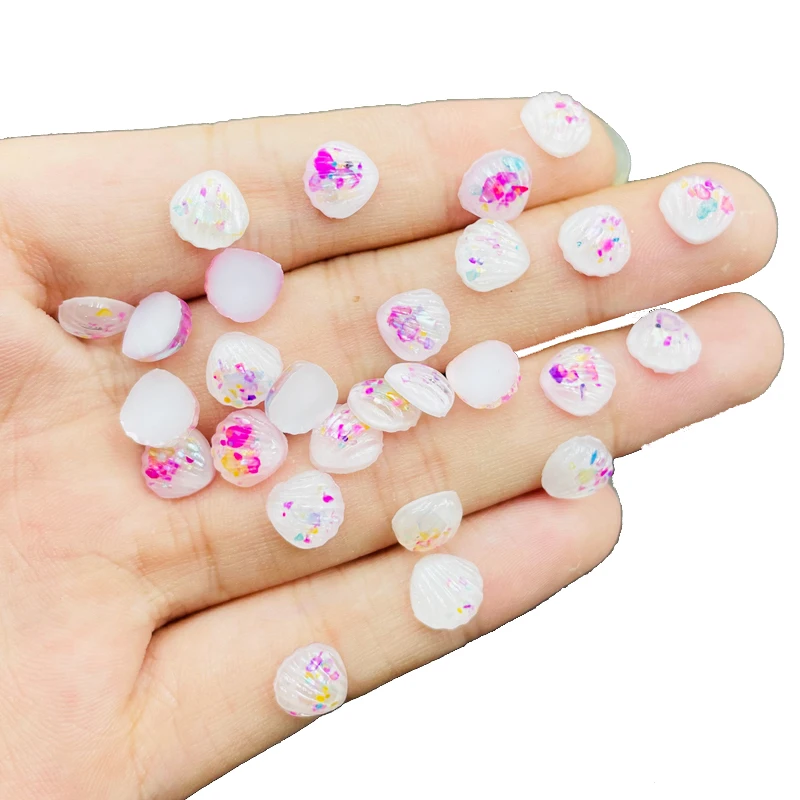 50 Pcs New Mini Kawaii Cartoon Cute Shiny Shells Resin Scrapbook Rhinestones 3D For DIY Manicure Accessories Decorations