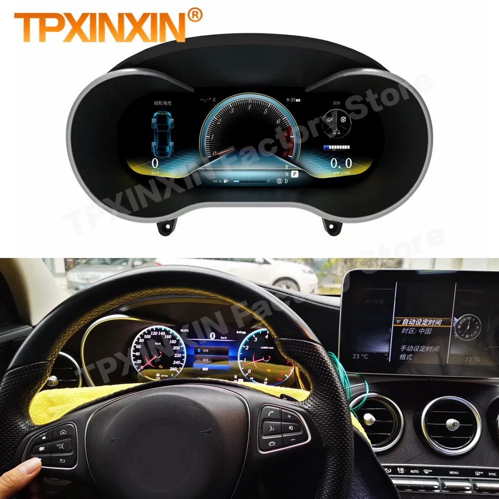 Digital LCD Virtual Cluster Cockpit Android For Benz W205-C 2015 2016 2017 2018 W253 GLC 2016-2019 Dashboard Panel Speed Meters