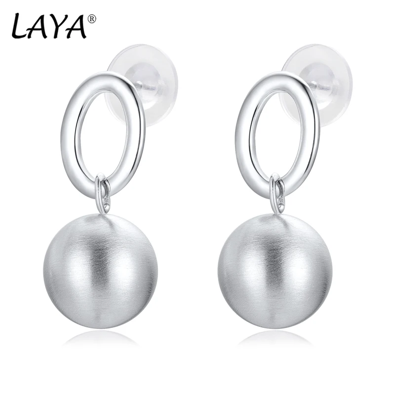 

Modern Jewelry 925 Silver Needle High Quality Brass Silver Color Round Ball Oval Ring Drop Earrings For Women Girl Party Gift