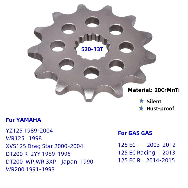 520-13T Motorcycle Front Sprocket for YAMAHA WR125 XVS125 Drag Star DT200 YZ125 WR200 for Gas Gas 125 EC Racing Accessory