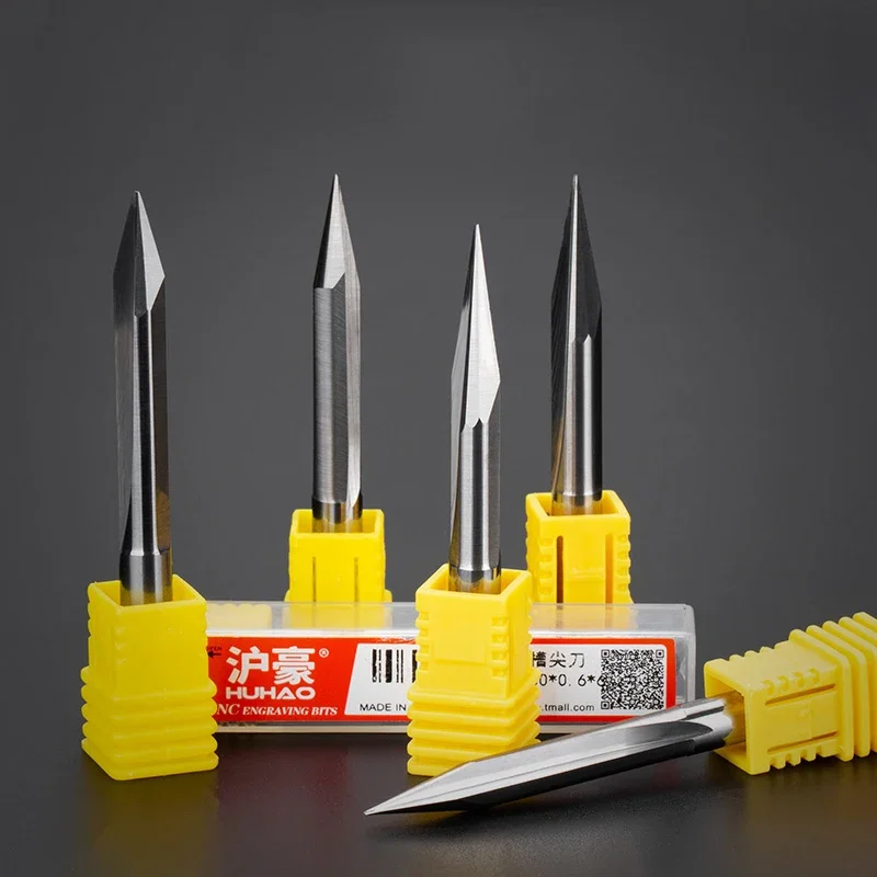 Double Edge Straight Groove Chamfer End Mills Cutter 6mm Shank CNC Taper Engraving Machine Tool Deep Relief Engraving Cutter Bit