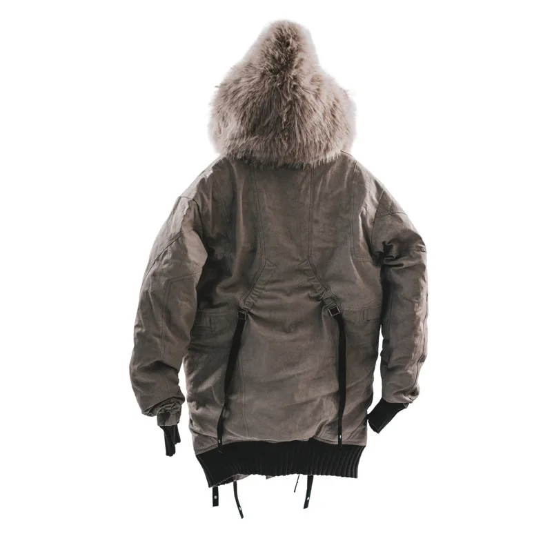 HKSH الخريف الشتاء الرجال فاسق فضفاض النفايات الأرض مقنعين التزلج الصوف معالج قبعة جاكيتات Techwear منتصف طول القطن معطف مبطّن HK14944