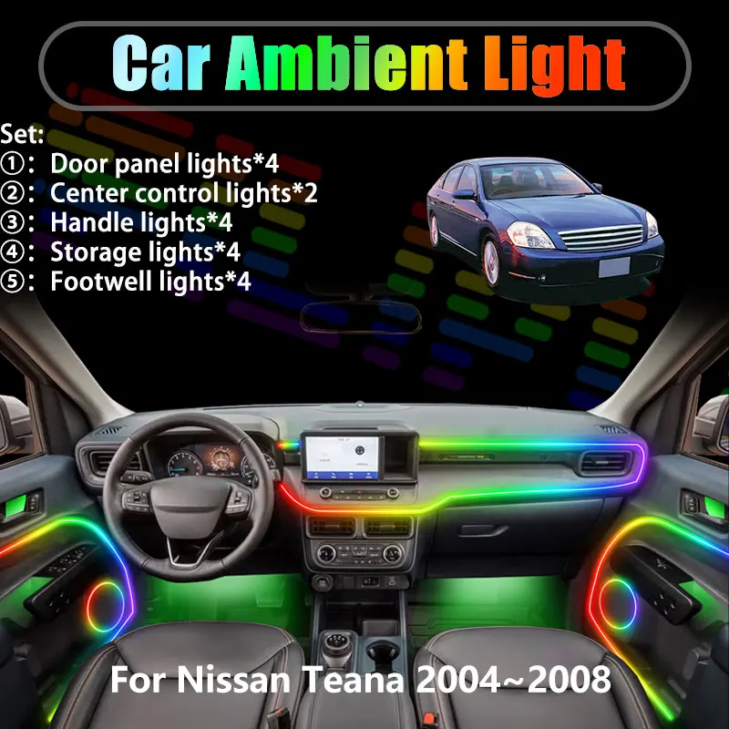 

For Nissan Teana 2004~2008 MK1 J31 Maxima 2/18 in 1 Car ambient lighting Led trunk interior led lights USB RGB Ensemble Streamer