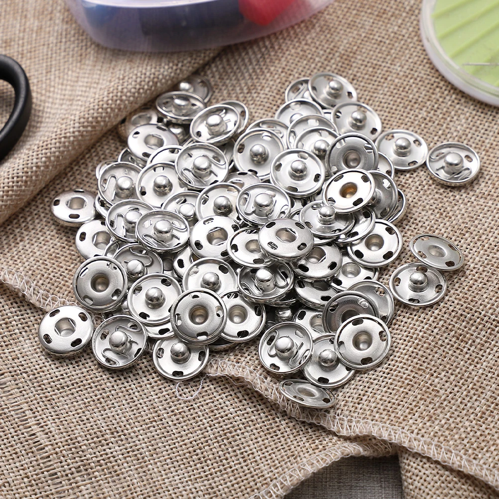 

100Pcs Sew on Snap Fasteners Metal Clothing Buttons Secure Self Aligning Snaps for Shirts Pants Jackets DIY Garment Repair