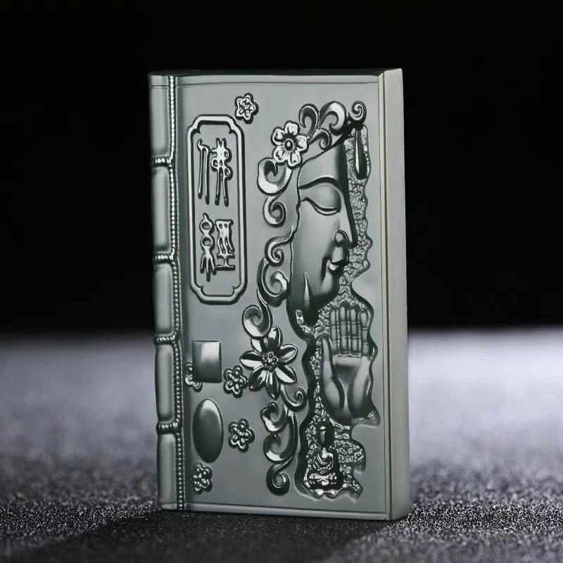 Hotan Green Taqing Fine Buddhist Scripture Pendant Double-Sided Carving Jade Ornament Men and Women