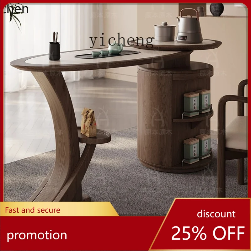 

HXL log solid wood tea table table office tea oval rock slab table