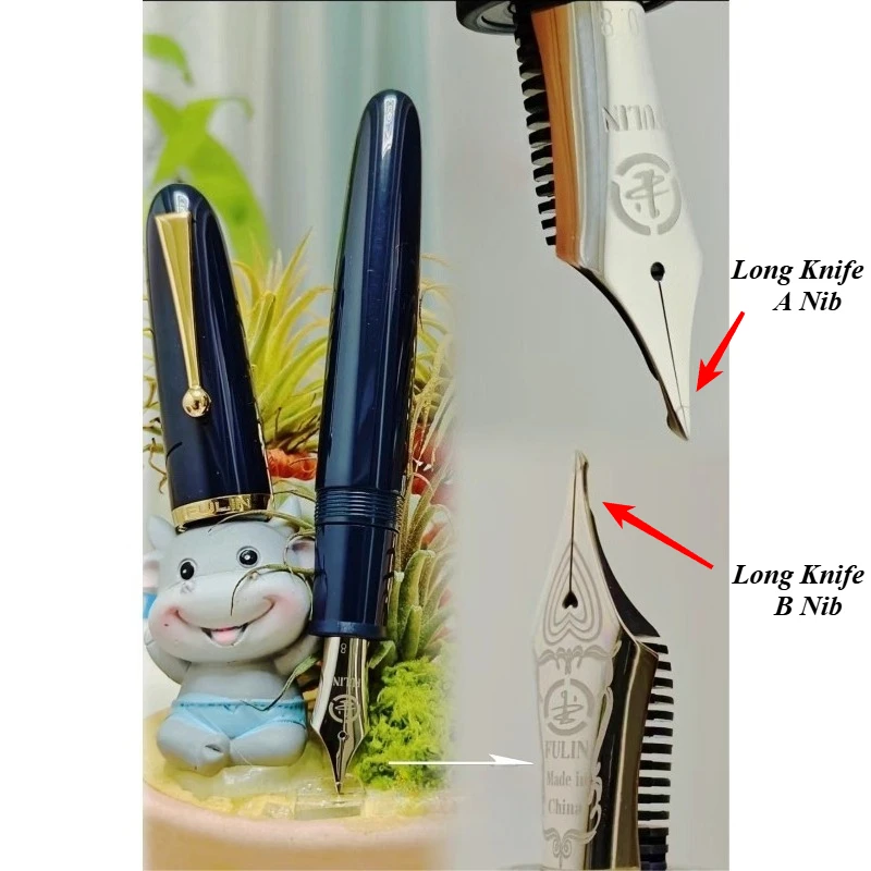 

New Alloy Soft Nib Fountain Pen Resin No.8 EF F M 1.0MM M B 40mm Hand-polished Calligraphy Pen Writing 0.5 Long Knife Tip Gift