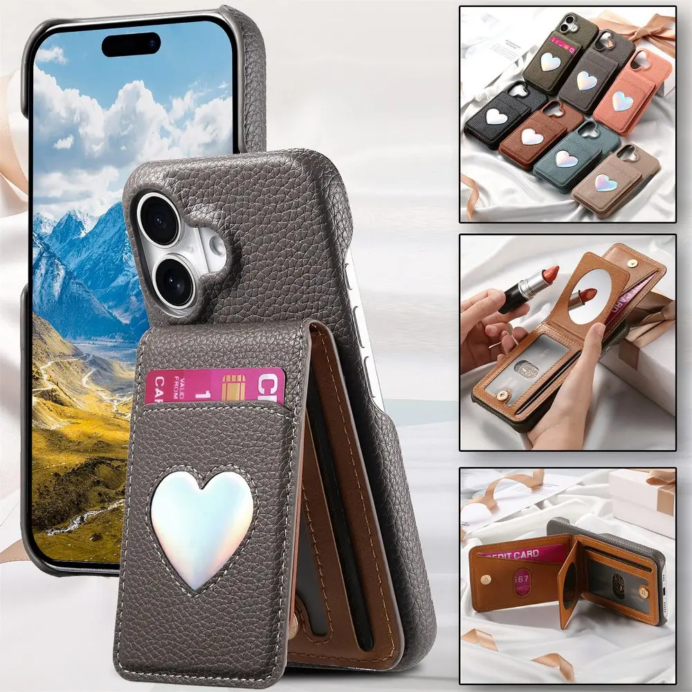 

Magnetic Flip Card Case Phone Cover For Huawei Pura 70 Ultra/Mate 70 Pro+/Nova 13 Pro 12/Honor 300 Pro With Built In Mini Mirror