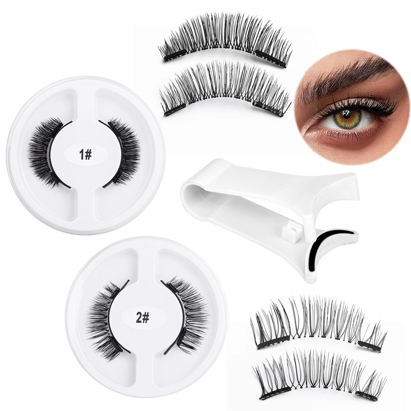 Soft and slender natual 2 magnet Point look long-lasting Portable strong eyelash extention with V-clip set
