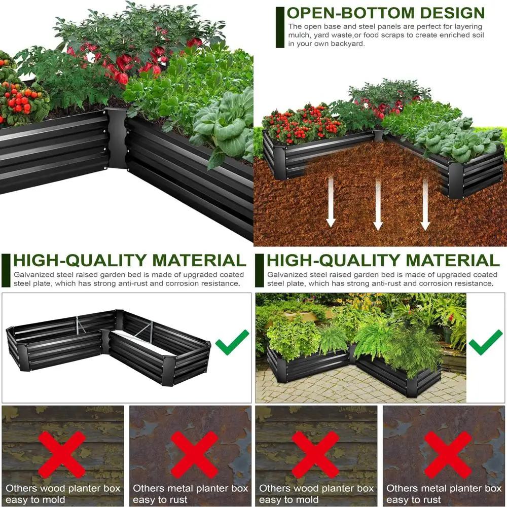 

5x5ft Galvanized Metal Raised Garden Bed Kit, Tall Outdoor Planter for Vegetables, Flowers, Herbs
