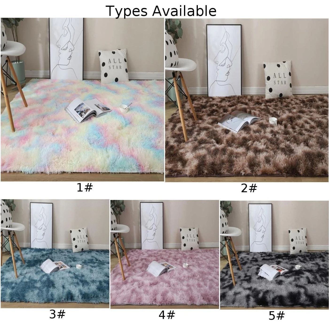 1pc Ultra Soft Tie-Dye Plush Carpet Area Rug For Bedroom Living Floor Mats Anti-slip Home Decor Rugs Soft Velvet Carpets 40x60cm