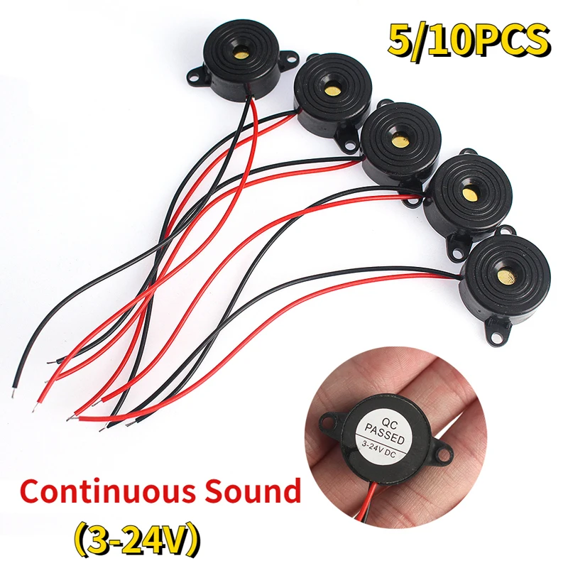 5/10PCS High Decibel Buzzer SFM-20B DC 3-24V Continuous Sound Buzzer 2312 Active Piezo Buzzers, for Arduino Car