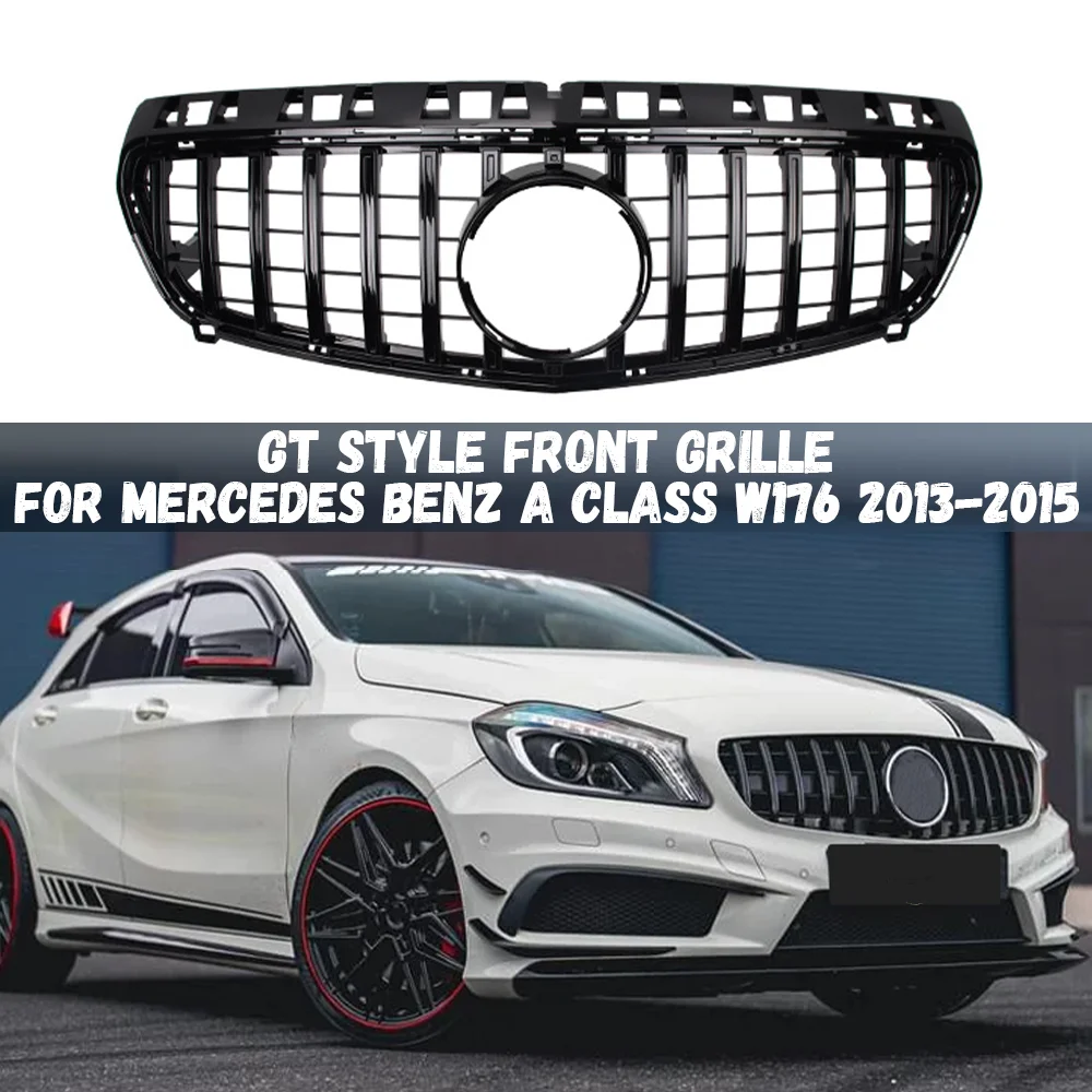 

GT Style Front Bumper Grille Grill For Mercedes Benz A Class W176 2013 2014 2015 A180 A200 A250 A45 Pre-Facelift Tuning